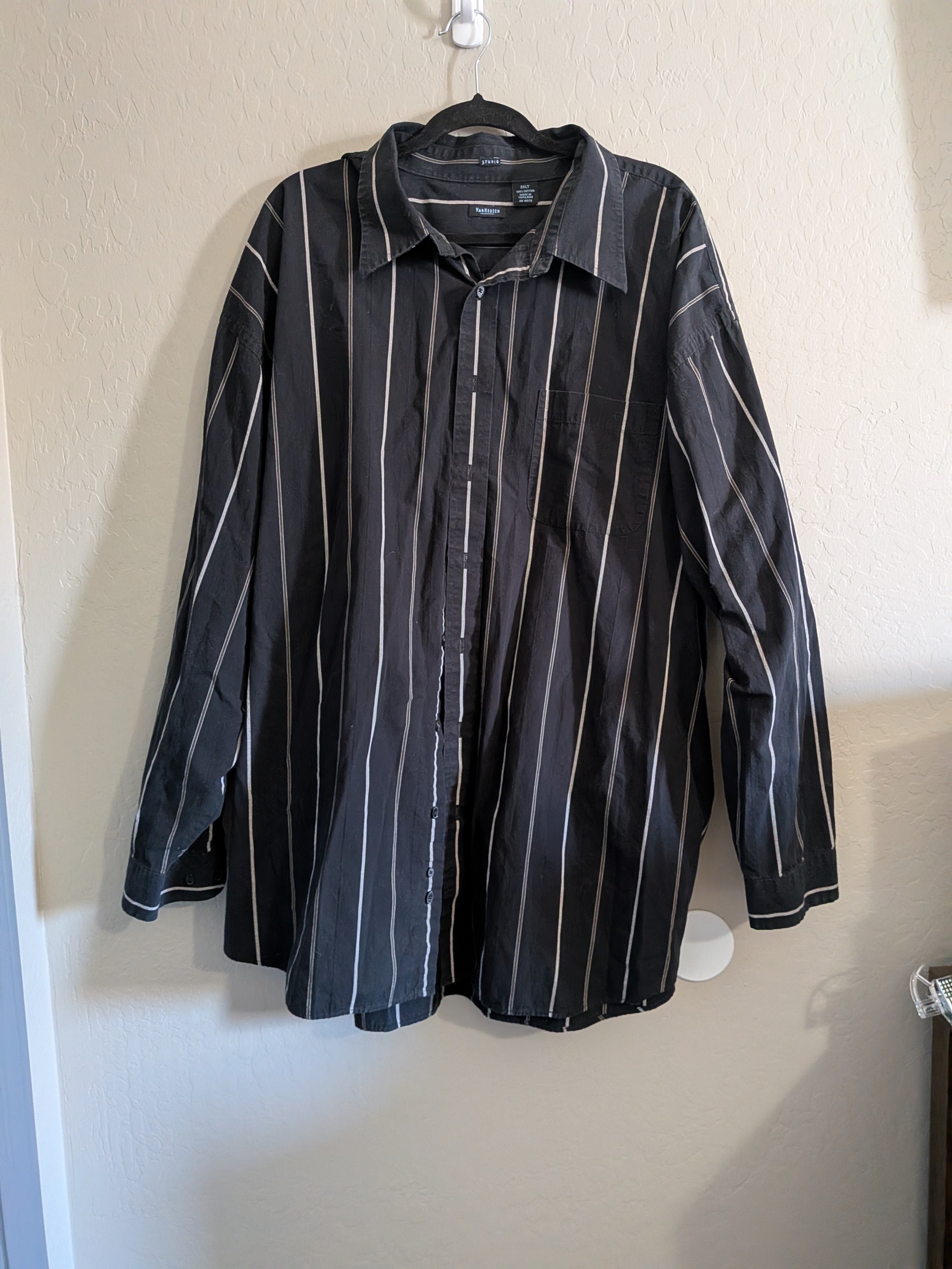 Van Heusen Black Shirt With White Tan Stripes